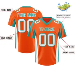 Orange Aqua Side Stripe Athletic Football Jersey 2