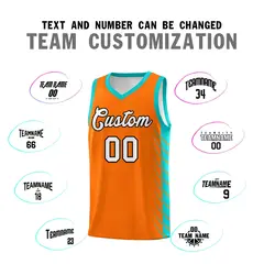 Orange Aqua Side Symmetrical Line Pattern Basketball Jersey 4