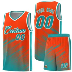 Orange Aqua Splash Graffiti Basketball Uniforms for Teams 1