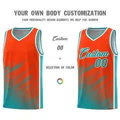 Orange Aqua Splash Graffiti Basketball Uniforms for Teams 3