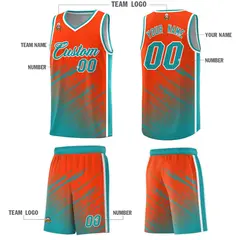 Orange Aqua Splash Graffiti Basketball Uniforms for Teams 5