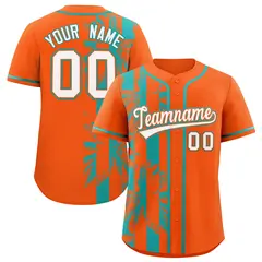 Orange Aqua Split Coconut Tree Baseball Jersey 1