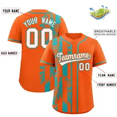 Orange Aqua Split Coconut Tree Baseball Jersey 2
