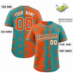 Orange Aqua Split Flower Graffiti Authentic Baseball Jersey 2
