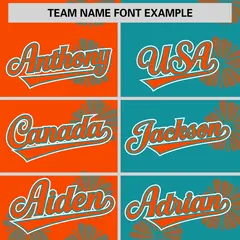 Orange Aqua Split Flower Graffiti Authentic Baseball Jersey 3