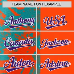 Orange Aqua Split Graffiti Raglan Sleeve Baseball Jersey 3