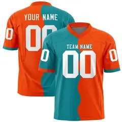 Orange Aqua Split Mesh Authentic Fashion Football Jersey 1