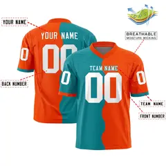 Orange Aqua Split Mesh Authentic Fashion Football Jersey 2