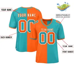 Orange Aqua Split Two Tone Authentic Football Jersey 2