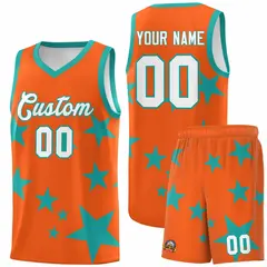 Orange Aqua Star Graffiti Basketball Jersey Sets 1