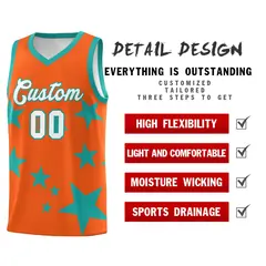 Orange Aqua Star Graffiti Basketball Jersey Sets 2