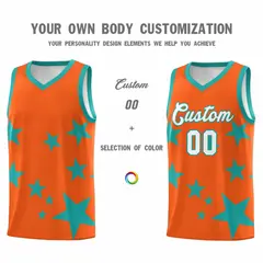 Orange Aqua Star Graffiti Basketball Jersey Sets 3