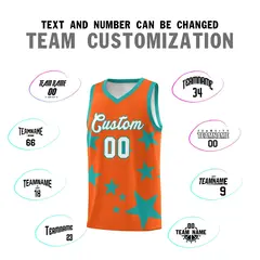 Orange Aqua Star Graffiti Basketball Jersey Sets 4