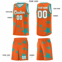 Orange Aqua Star Graffiti Basketball Jersey Sets 5