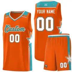 Orange Aqua Star Graffiti Pattern Uniform Basketball Jersey