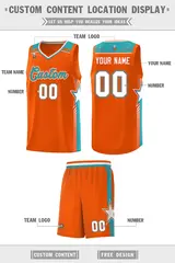 Orange Aqua Star Graffiti Pattern Uniform Basketball Jersey 2