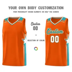 Orange Aqua Star Graffiti Pattern Uniform Basketball Jersey 3
