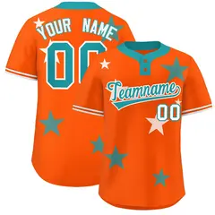 Orange Aqua Star Graffiti Two-Button Baseball Jersey
