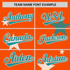 Orange Aqua Star Graffiti Two-Button Baseball Jersey 3