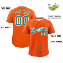 Orange Aqua Star Ribbing Authentic Baseball Jersey 2