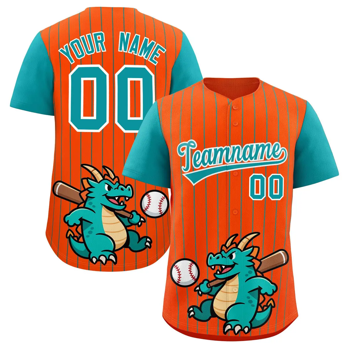 Orange Aqua Stripe Animals Graffiti Raglan Baseball Jersey