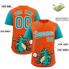 Orange Aqua Stripe Animals Graffiti Raglan Baseball Jersey 2