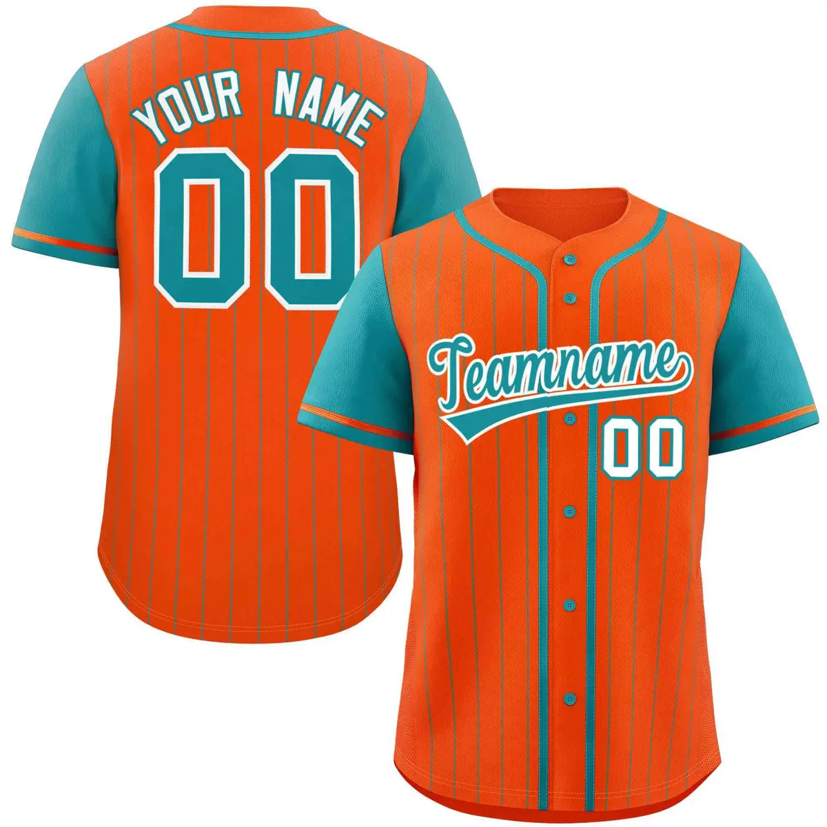 Orange Aqua Stripe Raglan Sleeves Authentic Baseball Jersey