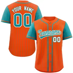 Orange Aqua Stripe Raglan Sleeves Authentic Baseball Jersey