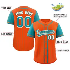 Orange Aqua Stripe Raglan Sleeves Authentic Baseball Jersey 2
