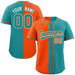 Orange Aqua Stripe-Solid Combo Authentic Baseball Jersey
