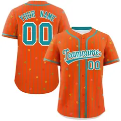 Orange Aqua Stripe Star Pattern Authentic Baseball Jersey 1