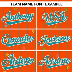 Orange Aqua Stripe Star Pattern Authentic Baseball Jersey 3