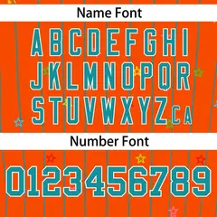 Orange Aqua Stripe Star Pattern Authentic Baseball Jersey 4