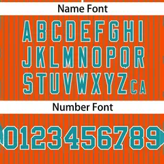 Orange Aqua Striped Fashion Two-Button Softball Jersey 3
