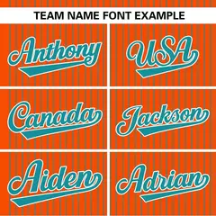 Orange Aqua Striped Fashion Two-Button Softball Jersey 4