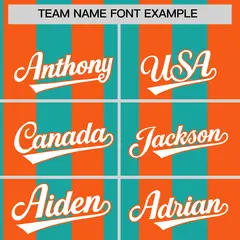 Orange Aqua Striped Fashion Two-Button Softball Jersey 3