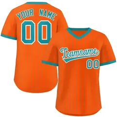 Orange Aqua Striped Pullover Baseball Jersey