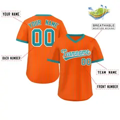 Orange Aqua Striped Pullover Baseball Jersey 2