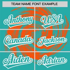 Orange Aqua Swirl Graffiti Pattern Authentic Baseball Jersey 3