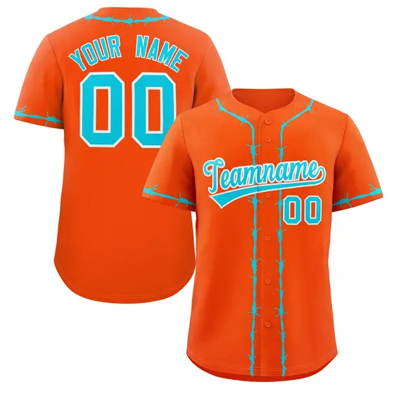 Orange Aqua Thorns Ribbed Authentic Classic Baseball Jersey