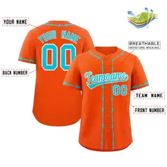 Orange Aqua Thorns Ribbed Authentic Classic Baseball Jersey 2
