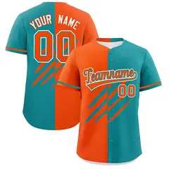 Orange Aqua Tiger Claw Scratch Split Baseball Jersey 1