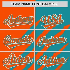 Orange Aqua Tiger Claw Scratch Split Baseball Jersey 3