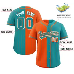Orange Aqua Two Tone Striped Authentic Baseball Jersey 2
