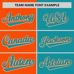 Orange Aqua Two Tone Striped Authentic Baseball Jersey 3