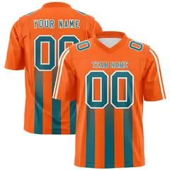 Orange Aqua Vertical Fine Stripe Gradient Football Jersey 1