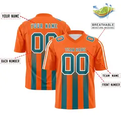 Orange Aqua Vertical Fine Stripe Gradient Football Jersey 2