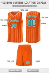 Orange Aqua Vertical Stripe Team Basketball Jersey 2