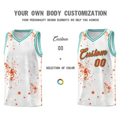 Orange Aqua Vice Burst Graffiti Pattern Basketball Jersey 3