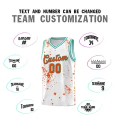 Orange Aqua Vice Burst Graffiti Pattern Basketball Jersey 4